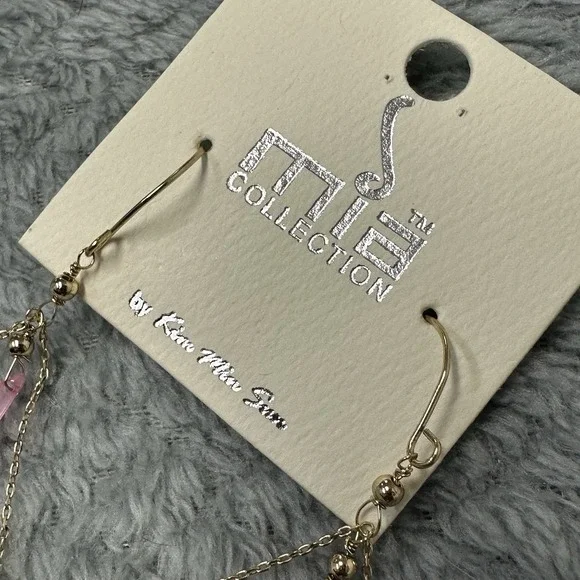 Mia Collection Gold Pink Fringe Dangle Earrings Fashion Jewelry New With Tags - Picture 4 of 8